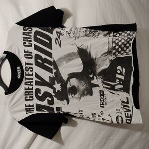 (C-31) SALE! RARE! Seven Souls Easy Rider Shirt Sz.M Bottom Cut Off Distressed